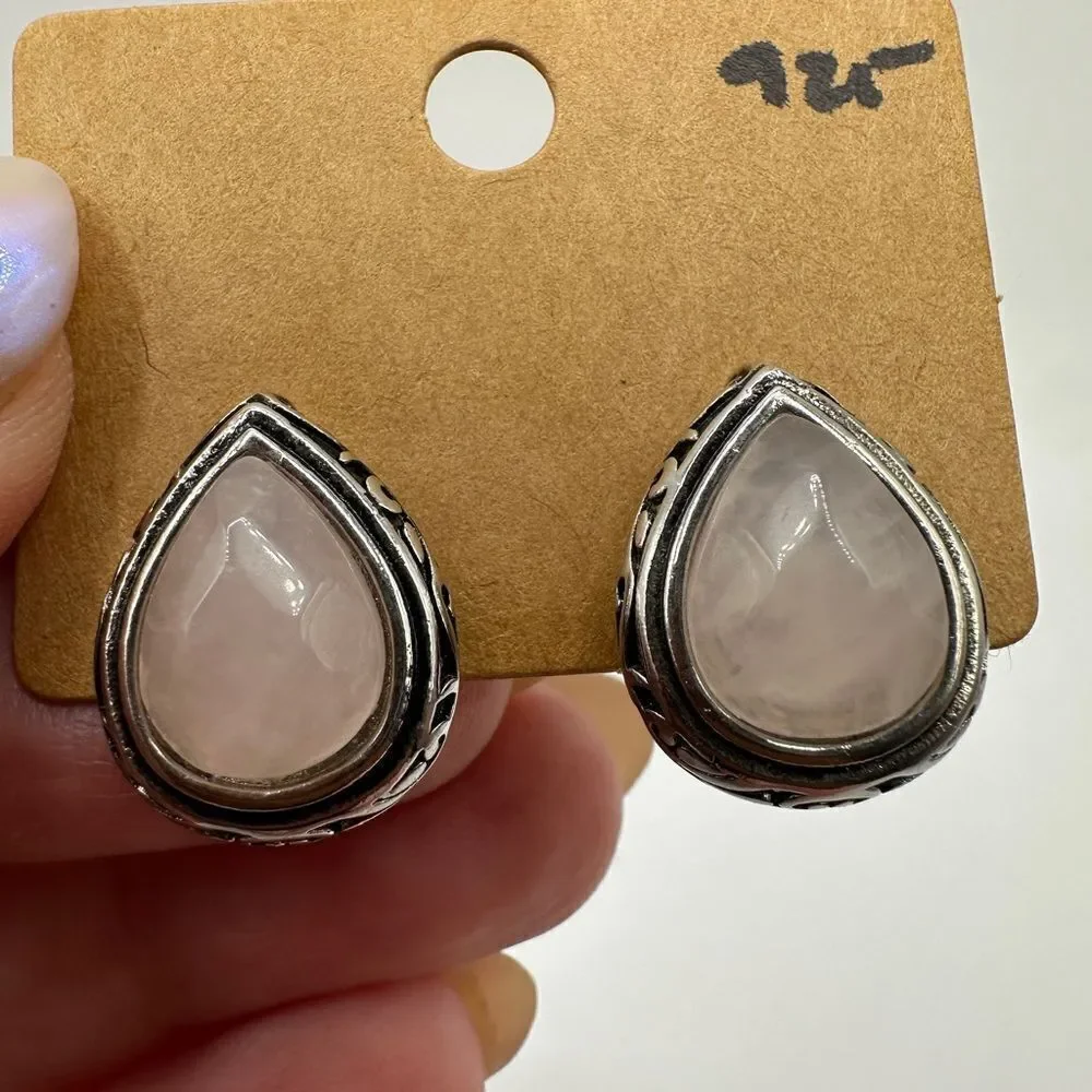 Sterling silver‎ and faceted pear shaped rose quartz stud earrings!